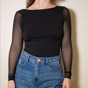 Free People Intimate Mesh Long Sleeve Top